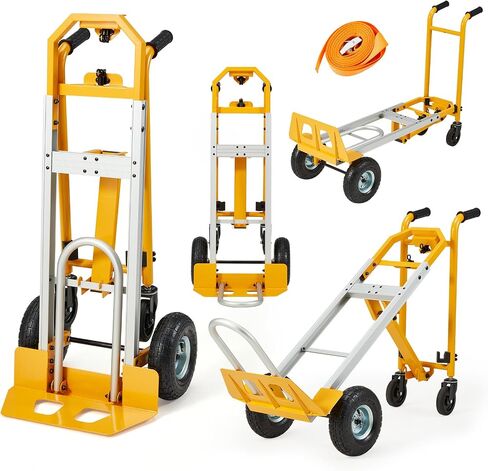 4-in-1 Aluminum Heavy Duty Folding Hand Truck 1000 lbs Capacity, Convertible Cart & Platform Dolly, Lightweight Heavy Duty Moving Truck for Warehouse, Garage, Travel, Delivery in Saudi Arabia