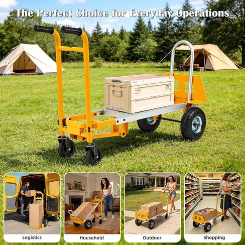 4-in-1 Aluminum Heavy Duty Folding Hand Truck 1000 lbs Capacity, Convertible Cart & Platform Dolly, Lightweight Heavy Duty Moving Truck for Warehouse, Garage, Travel, Delivery in Saudi Arabia
