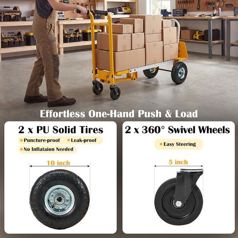 4-in-1 Aluminum Heavy Duty Folding Hand Truck 1000 lbs Capacity, Convertible Cart & Platform Dolly, Lightweight Heavy Duty Moving Truck for Warehouse, Garage, Travel, Delivery in Saudi Arabia