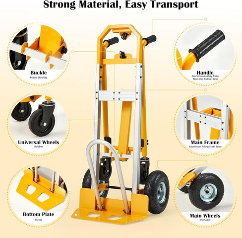 4-in-1 Aluminum Heavy Duty Folding Hand Truck 1000 lbs Capacity, Convertible Cart & Platform Dolly, Lightweight Heavy Duty Moving Truck for Warehouse, Garage, Travel, Delivery in Saudi Arabia