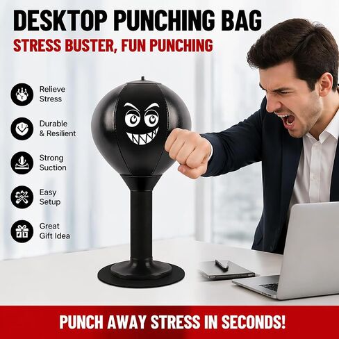 Stress Buster Desktop Punching Bag,Rage Bag,Stress Relief Fun Pounching,Speed Bag for Office Table and Counters，Fun Boxing Toys，Cool Stuff for Coworker in Kuwait