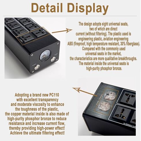 Power Filter Power Conditioner - 8 Outlet Power Socket with Display Screen for HiFi CD Players, Pianos, TVs and Audio Equipment in Saudi Arabia