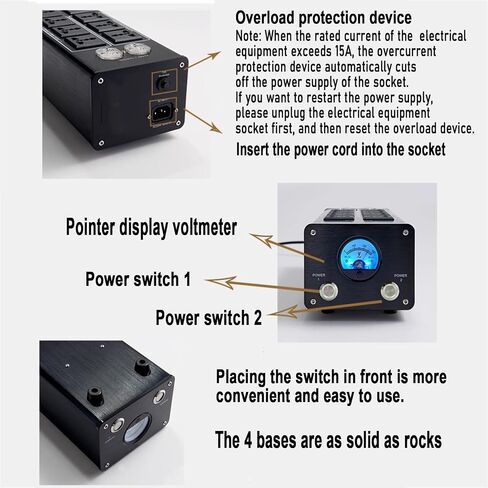 Power Filter Power Conditioner - 8 Outlet Power Socket with Display Screen for HiFi CD Players, Pianos, TVs and Audio Equipment in Saudi Arabia