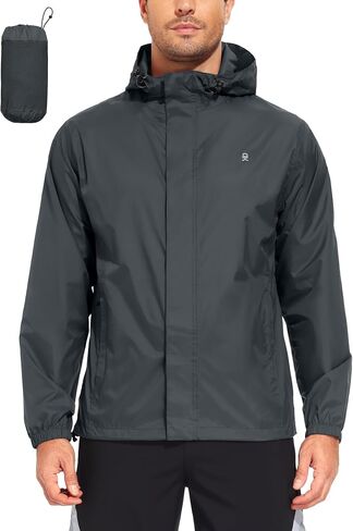 Little Donkey Andy Men's Lightweight Waterproof Rain Jacket Hooded Packable Windbreaker for Hiking Travel Fishing in Kuwait
