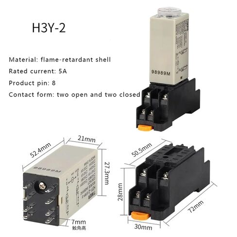 مقبض دوار لتأخير التشغيل DPDT 5S/10S/30S/60S/3M/5M/10M/30M مرحل مؤقت DC12V 24V H3Y-4 مع مقبس قاعدة (DC24V، 3M) in Kuwait
