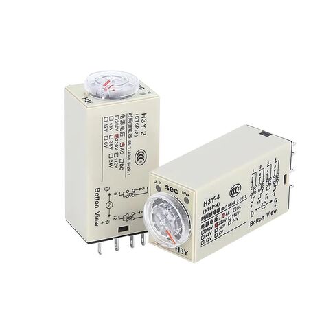 مقبض دوار لتأخير التشغيل DPDT 5S/10S/30S/60S/3M/5M/10M/30M مرحل مؤقت DC12V 24V H3Y-4 مع مقبس قاعدة (DC24V، 3M) in Kuwait
