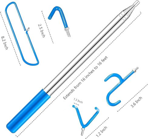 4 in 1 Disc Golf Retriever Pole 16ft - Multifunction Telescopic Disc Retriever with Durable Stainless Steel Frame – Portable Extendable Grabber Tool for Recovering Disc from Water, Bushes in Kuwait