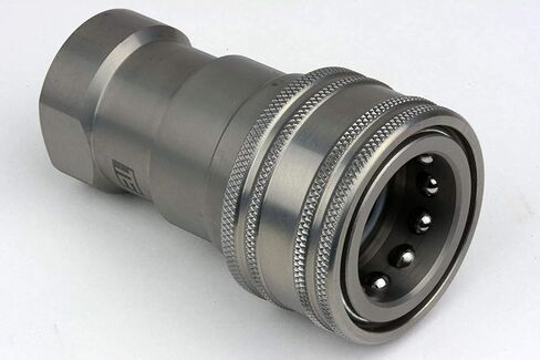 TEMCo 3/4" Female NPT Thread 3/4" Body Female Hydraulic Coupler ISO 7241B Poppet Valve Quick Connect for Tractors and Ag Equipment Fits Pioneer Parker Format - HF0074 in Saudi Arabia