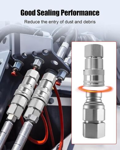 Hydraulic Quick Connect with Dust Caps Compatible with Skid Steers Loaders Including Bobcat Case New Holland Kubota, Flat Face Hydraulic Couplings Set 3/4" Body & 3/4" NPT in Kuwait