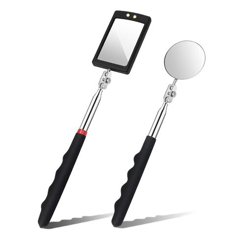 2 Pieces Telescoping Inspection Mirror, Anglecai Round Square Mirror Inspection Tool for Checking Vehicle Telescoping LED Lighted Flexible Inspection Mirror Mechanic Mirror Automotive Mirror Tool in Kuwait