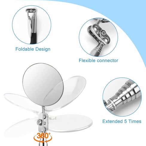2 Pieces Telescoping Inspection Mirror, Anglecai Round Square Mirror Inspection Tool for Checking Vehicle Telescoping LED Lighted Flexible Inspection Mirror Mechanic Mirror Automotive Mirror Tool in Kuwait