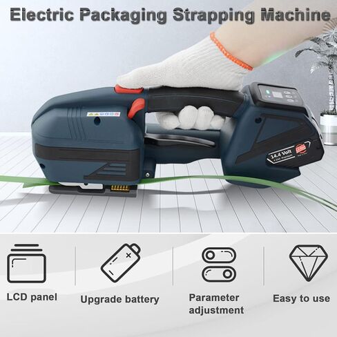 Electric Strapping Machine Battery Powered, Handheld Strapping Tool Automatic Strap Banding Machine for PP PET Pallet Portable Banding Strap Tension Strapping Tool,2Battery in Kuwait