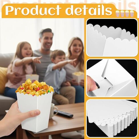 20 عبوة من علب الفشار الصغيرة البيضاء، 3 × 4.2 × 2.2 بوصة من حاويات الوجبات الخفيفة من الورق المقوى، صناديق هدايا على شكل صدفي لمستلزمات الحفلات، ليلة الأفلام، الكرنفال، الزفاف، استحمام الطفل in Kuwait
