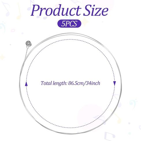 5Pcs High E String Acoustic Guitar, Classical Guitar Strings Replacement Light Acoustics Guitars Strings Acoustic Guitars String Bright and Well Balanced Tone Light Tension E-1st in Kuwait