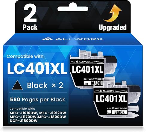 خراطيش حبر LC401XL LC401 MFC-J1010DW لطابعة Brother خرطوشة حبر LC 401XL متوافقة مع طابعة Brother MFC J1010DW MFC-J1170DW MFC-J1800DW MFC-J1012DW (5 عبوات) عالية الإنتاجية in Kuwait