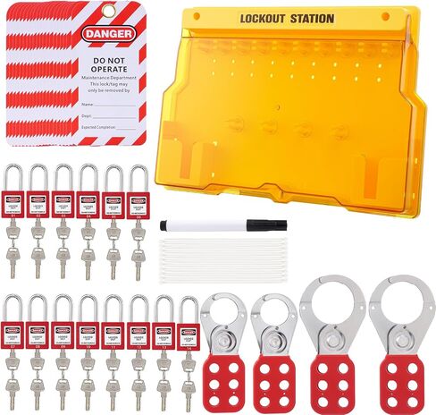 Lockout Tagout Station with Loto Devices, 5 Pack Safety Lock Set, Lockout Tagout Station Safety Kit Electrical Loto Devices, 25 Do Not Operate Tags in Saudi Arabia