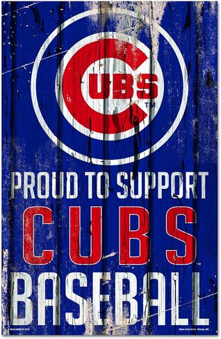 ديكور منزلي لمشجعي الرياضة MLB Chicago Cubs، لون الفريق، 11x17 in Kuwait