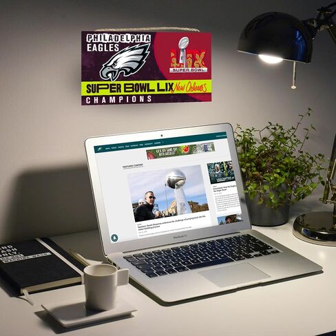 لافتة جدارية لأبطال كرة القدم من فيلادلفيا إيجلز 2025 Super Bowl LIX - لافتة صغيرة مقاس 6 × 12 بوصة - لافتة خشبية ريفية - مثالية لكهف الرجال، أو غرفة الألعاب، أو النوم أو ديكور المنزل من Fan Creations - صناعة أمريكية in Kuwait