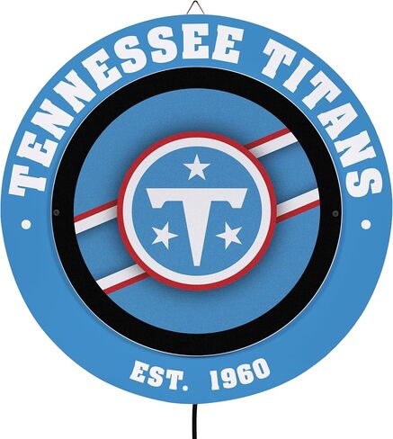 لافتة حائط مضيئة LED من NFL Tennessee Titans، مستديرة معدنية خفيفة مقاس 15 بوصة، لافتات نيون لديكور الحائط، غرفة نوم، كهف رجل، صنع في الولايات المتحدة الأمريكية، هدايا لمحبي كرة القدم in Kuwait