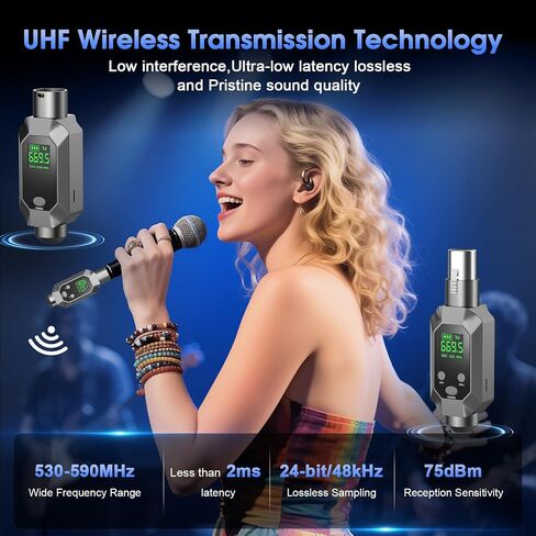 نظام الميكروفون اللاسلكي جهاز إرسال واستقبال XLR لنطاق 262 قدمًا، بطارية 8 ساعات UHF 9 قنوات، محول ميكروفون للمكثف، الميكروفونات الديناميكية، PA، الخلاط، الجيتار in Kuwait