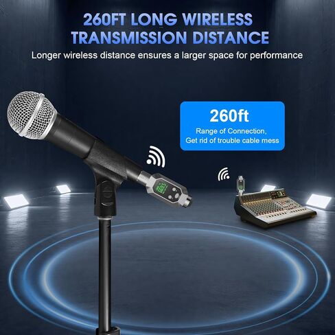 نظام الميكروفون اللاسلكي جهاز إرسال واستقبال XLR لنطاق 262 قدمًا، بطارية 8 ساعات UHF 9 قنوات، محول ميكروفون للمكثف، الميكروفونات الديناميكية، PA، الخلاط، الجيتار in Kuwait