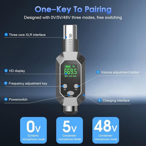 نظام الميكروفون اللاسلكي جهاز إرسال واستقبال XLR لنطاق 262 قدمًا، بطارية 8 ساعات UHF 9 قنوات، محول ميكروفون للمكثف، الميكروفونات الديناميكية، PA، الخلاط، الجيتار in Kuwait