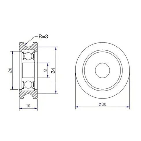 10pcs U Groove Sliding Door Wheel 8x30x10mm POM caoted with 608zz Bearing Pulley Wheels Roller for 3mm Rope w/Bearing in Kuwait