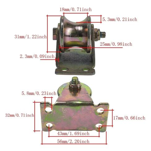 2pcs 1.2 inch deep u Groove Sliding gate Roller Wheel Pulley, Double Bearing Surface Galvanized 45 Steel Main Body Iron Bracket. in Kuwait