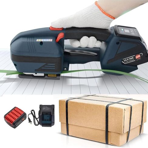Electric Strapping Machine Welding Strapping Tool for PP/PET Battery Powered Charged 1/2 in-5/8 Straps Width Automatic Hot Melting Strapping Banding Machine for Box Pallet,2Battery in Kuwait