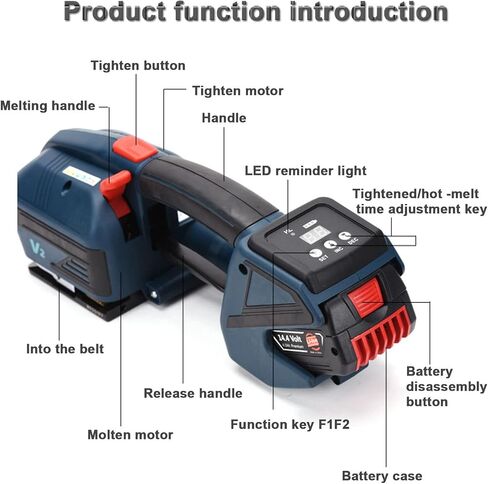 Electric Strapping Machine Welding Strapping Tool for PP/PET Battery Powered Charged 1/2 in-5/8 Straps Width Automatic Hot Melting Strapping Banding Machine for Box Pallet,2Battery in Kuwait