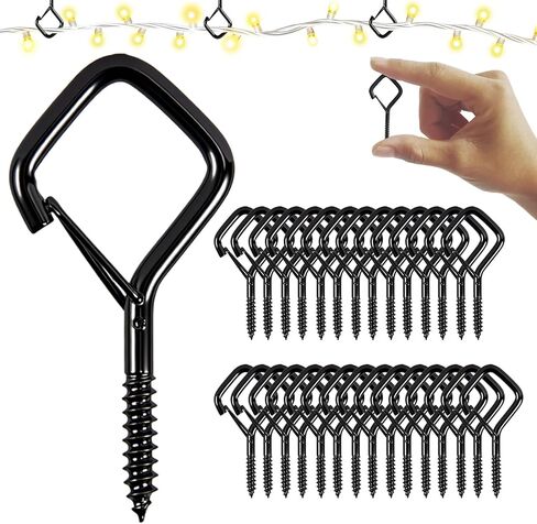 Screw Hooks 1.65 Inch, Small Metal Ceiling Hooks for Outdoor String Lights, Wind Chimes, Lanterns, and Hanging Decorations Indoor and Outdoor (Black, 30 Pcs) in Kuwait