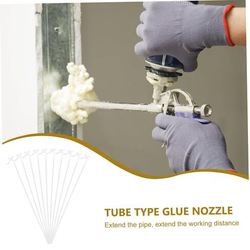 LIFKOME 10Sets Long Spray Foam Nozzle Tips for Precise Gap Filling Pe Caulking Tube Assembly with Extended Reach for Insulation Sprayer Applications in Kuwait