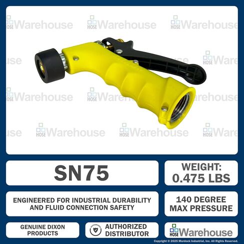 Genuine Dixon SN75 Insulated Water Nozzle, Chrome-Plated Zinc Body, ¾" Garden Hose Thread, Nylon Handle, Brass Valve – 140 °F Hot Water Rated in Kuwait