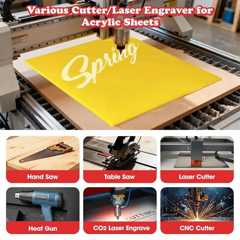 7 Pack 8x8 Cast Acrylic Sheets, 1/8" (3mm) Thick Colored Plexiglass Sheets for Laser Cutting, Engraving, Display Signs, Jewelry Making, Home Decor, Keychains, and Creative DIY Projects in Kuwait