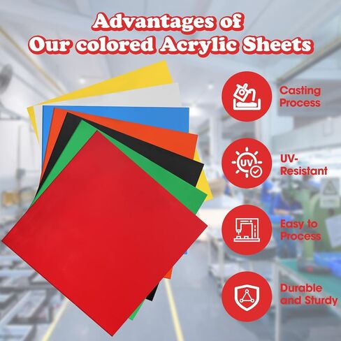 7 Pack 8x8 Cast Acrylic Sheets, 1/8" (3mm) Thick Colored Plexiglass Sheets for Laser Cutting, Engraving, Display Signs, Jewelry Making, Home Decor, Keychains, and Creative DIY Projects in Kuwait