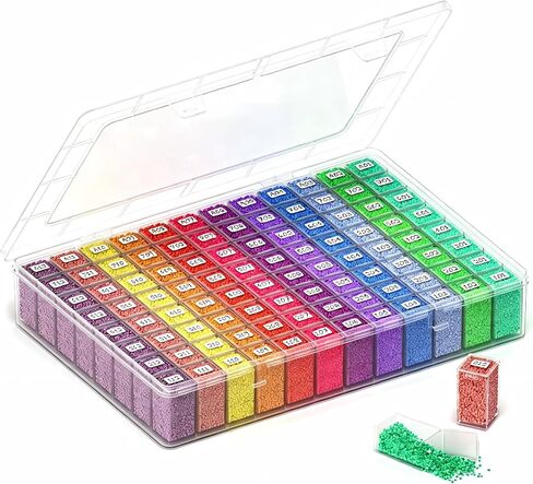 64 Grids Diamond Painting Storage Containers, Portable Transparent Bead Organizer Box with Snap Lid | Dust-Proof Diamond Art Drill Container for DIY Crafts, Jewelry, and Small Accessories in Kuwait