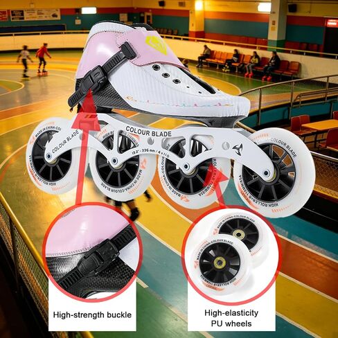 Blue Carbon Fiber Speed Skates 4x100mm for Men Women, Inline Racing Skates, ABEC-9 Bearings PU Wheels for Outdoor Fitness & Street Skating in Kuwait