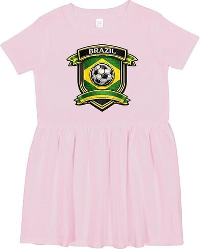 inktastic Brazil Soccer Toddler Dress in Kuwait