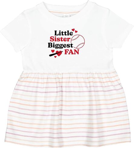 inktastic Little Sister Baseball Fan Infant Dress in Kuwait