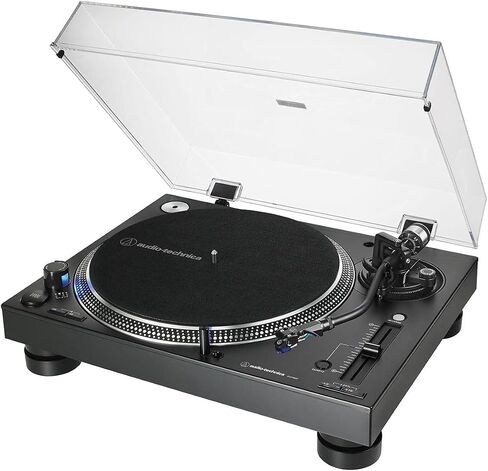 Audio Technica AT-LP140XP-BK DJ Professional Black Turntable with an AudioQuest AQSLVRRECBRUSH Silver Anti-Static Record Brush (2020) in Saudi Arabia