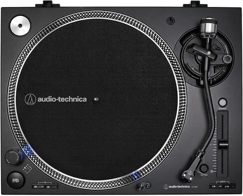 Audio Technica AT-LP140XP-BK DJ Professional Black Turntable with an AudioQuest AQSLVRRECBRUSH Silver Anti-Static Record Brush (2020) in Saudi Arabia