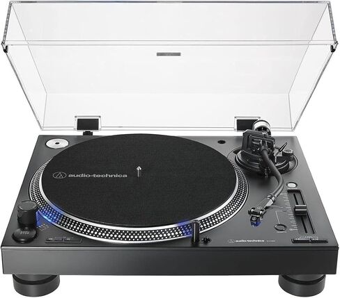Audio Technica AT-LP140XP-BK DJ Professional Black Turntable with an AudioQuest AQSLVRRECBRUSH Silver Anti-Static Record Brush (2020) in Saudi Arabia