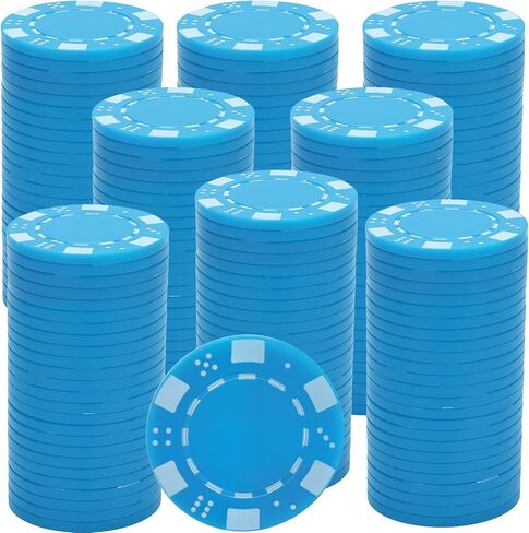 Coopay 200 Pcs Plastic Poker Chips for Texas Hold'em, Blackjack, Poker Chips Set with Dice Striped Edges for Card Board Game, Card Club Late Game Night Home Themed Events Party Supplies (Purple) in Kuwait