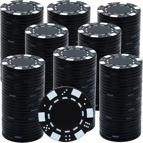 Coopay 200 Pcs Plastic Poker Chips for Texas Hold'em, Blackjack, Poker Chips Set with Dice Striped Edges for Card Board Game, Card Club Late Game Night Home Themed Events Party Supplies (Purple) in Kuwait