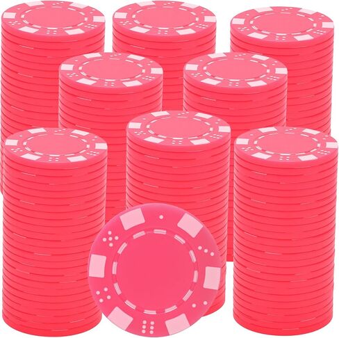 Coopay 200 Pcs Plastic Poker Chips for Texas Hold'em, Blackjack, Poker Chips Set with Dice Striped Edges for Card Board Game, Card Club Late Game Night Home Themed Events Party Supplies (Purple) in Kuwait