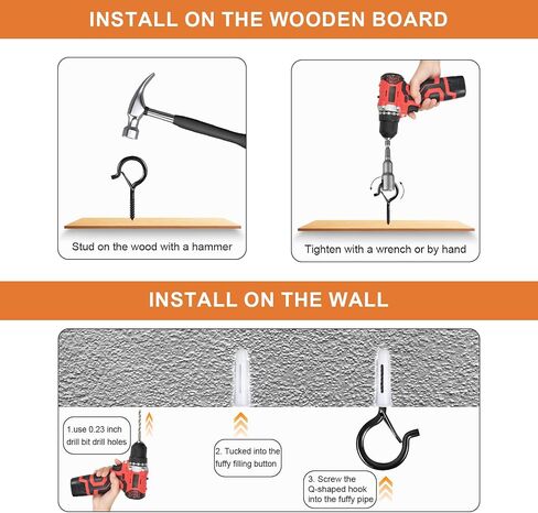 24 PCS Q-Shaped Hanger Hooks with Safety Buckle, Windproof Screw Hooks for Hanging Outdoor String Lights, Plants, Christmas Patio Lights, 2.2 Inches with Wind Socket (Black) in Kuwait