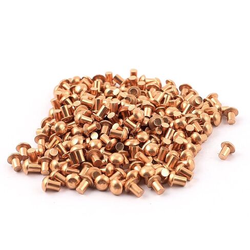 uxcell 200 Pcs 1/8" x 5/32" Round Head Copper Solid Fasteners in Kuwait