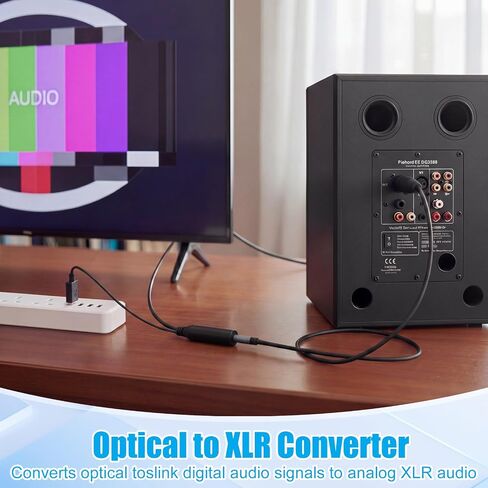Sabary 192KHz DAC Optical to XLR Converter, 3.3 Ft Optical Cable to Unbalanced Male XLR Audio Cord Adapter, Digital to Analog Audio Converter for HDTV, DVD, Set-Top Boxes in Kuwait