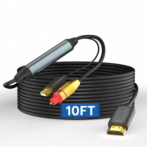 محول HDMI ARC إلى محول بصري للتلفزيون، محول صوت 10FT/3M ARC إلى TOSLINK SPDIF لمكبرات الصوت وجهاز الاستقبال، يدعم Dolby Digital DTS 5.1 LPCM 2.0، يعمل بمنفذ USB، لا يوجد eARC ولا CEC in Kuwait