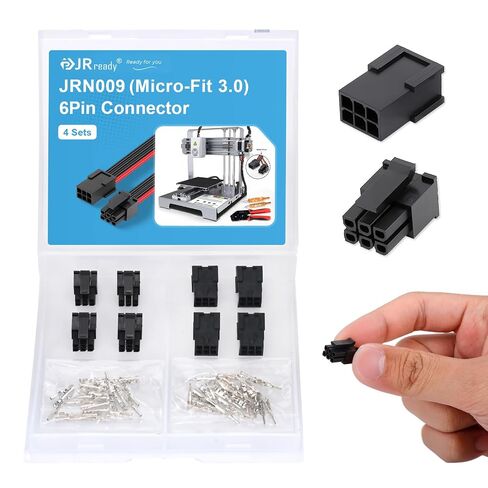 JRready Micro-Fit 3.0 4Pin Molex Connector Kit صف مزدوج 4 دوائر تجعيد دبابيس طرفية مآخذ 20-24AWG متوافق مع Molex Micro Fit 3.0 43020-0401 43025-0400 6 مجموعات ACTCRH6A04 in Kuwait